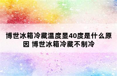 博世冰箱冷藏温度显40度是什么原因 博世冰箱冷藏不制冷